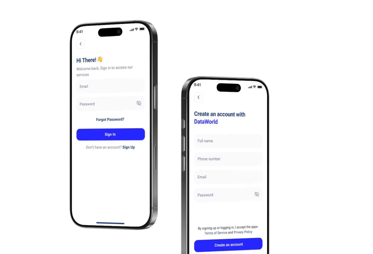 DataWorld  app screens
